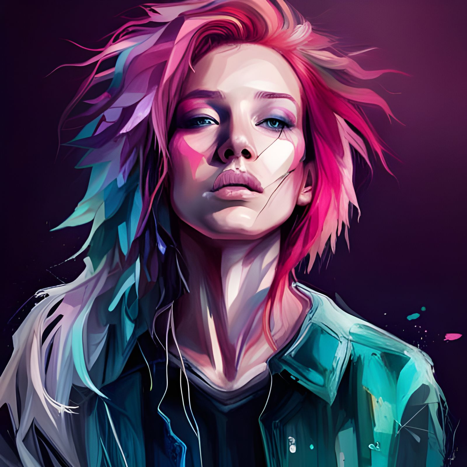 Neon Cyberpunk Hacker Girl in Digital Illustration