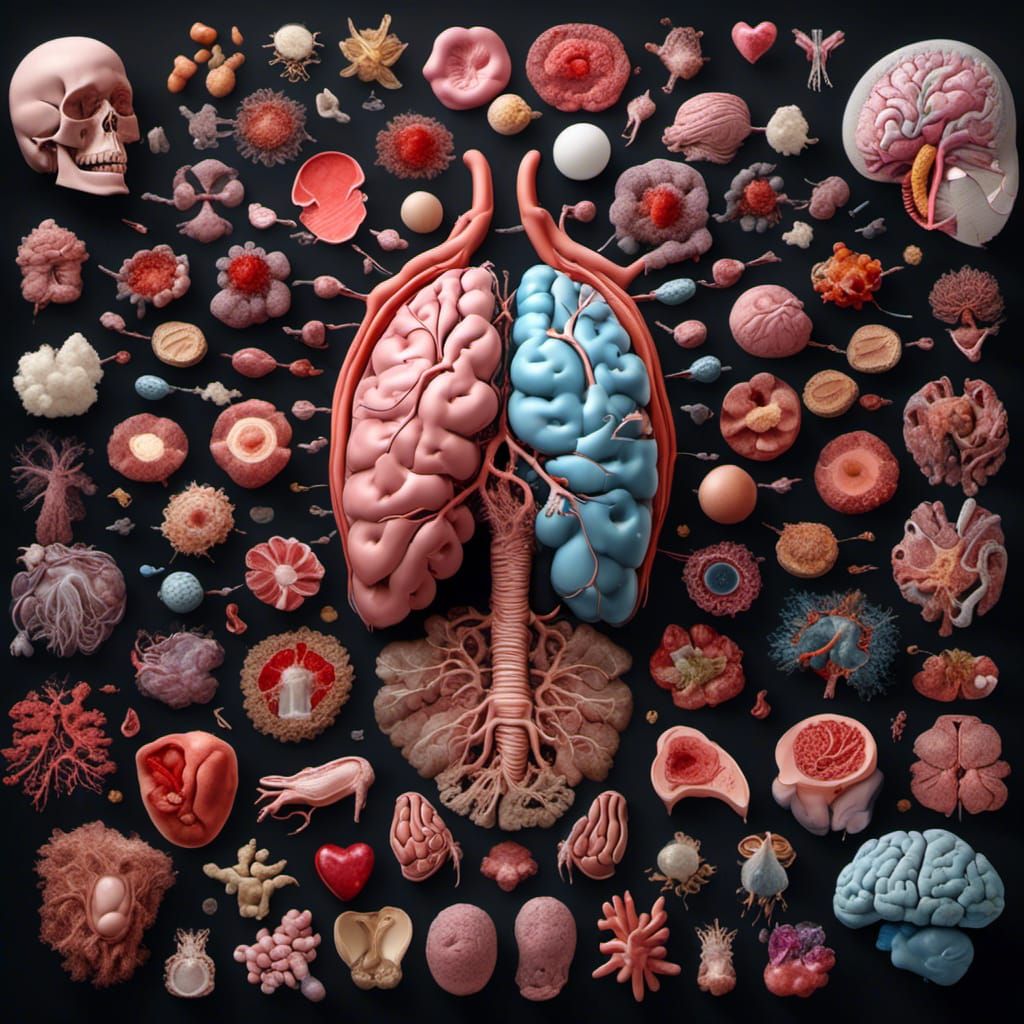 Exploded View of Human Organs in Hyperreal Detail