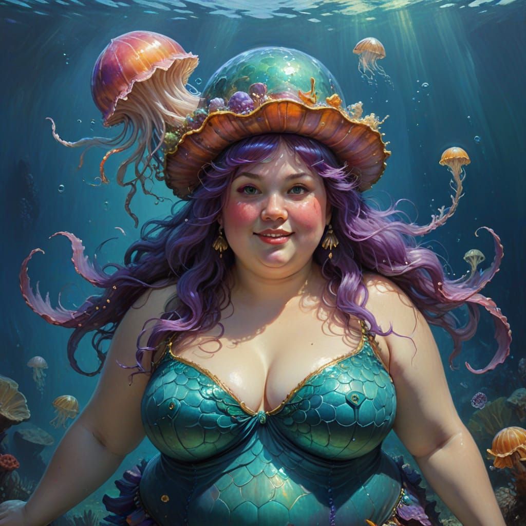 Mermaid in a Whimsical Jellyfish Chapeau