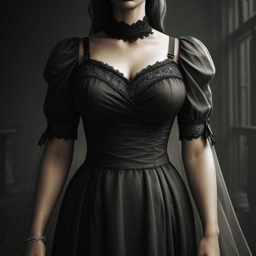 Woman in Gown with Visible Bra Strap: Hyperrealistic