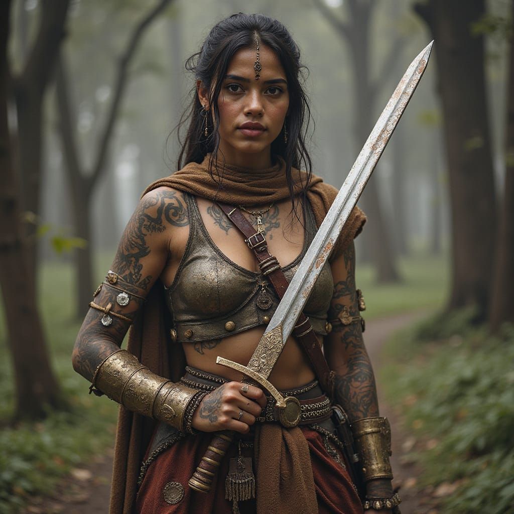 Bangladeshi Female Warrior in Traditional Armor