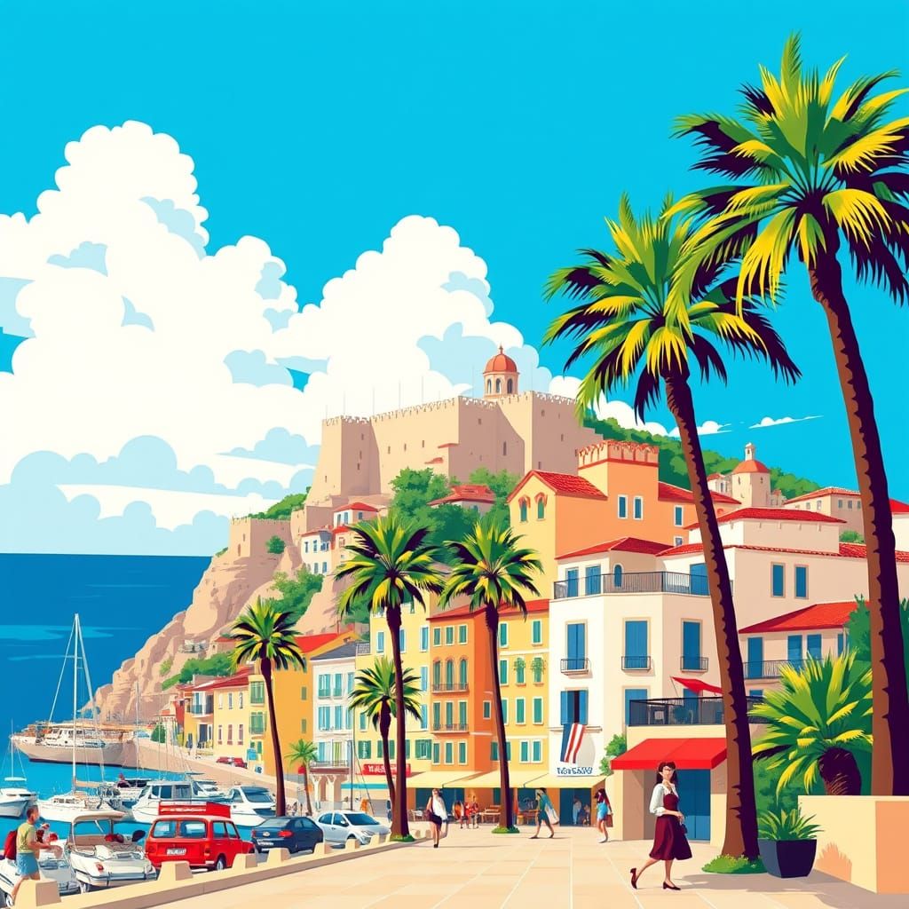 Ajaccio, Corsica Travel Poster in Art Deco Style