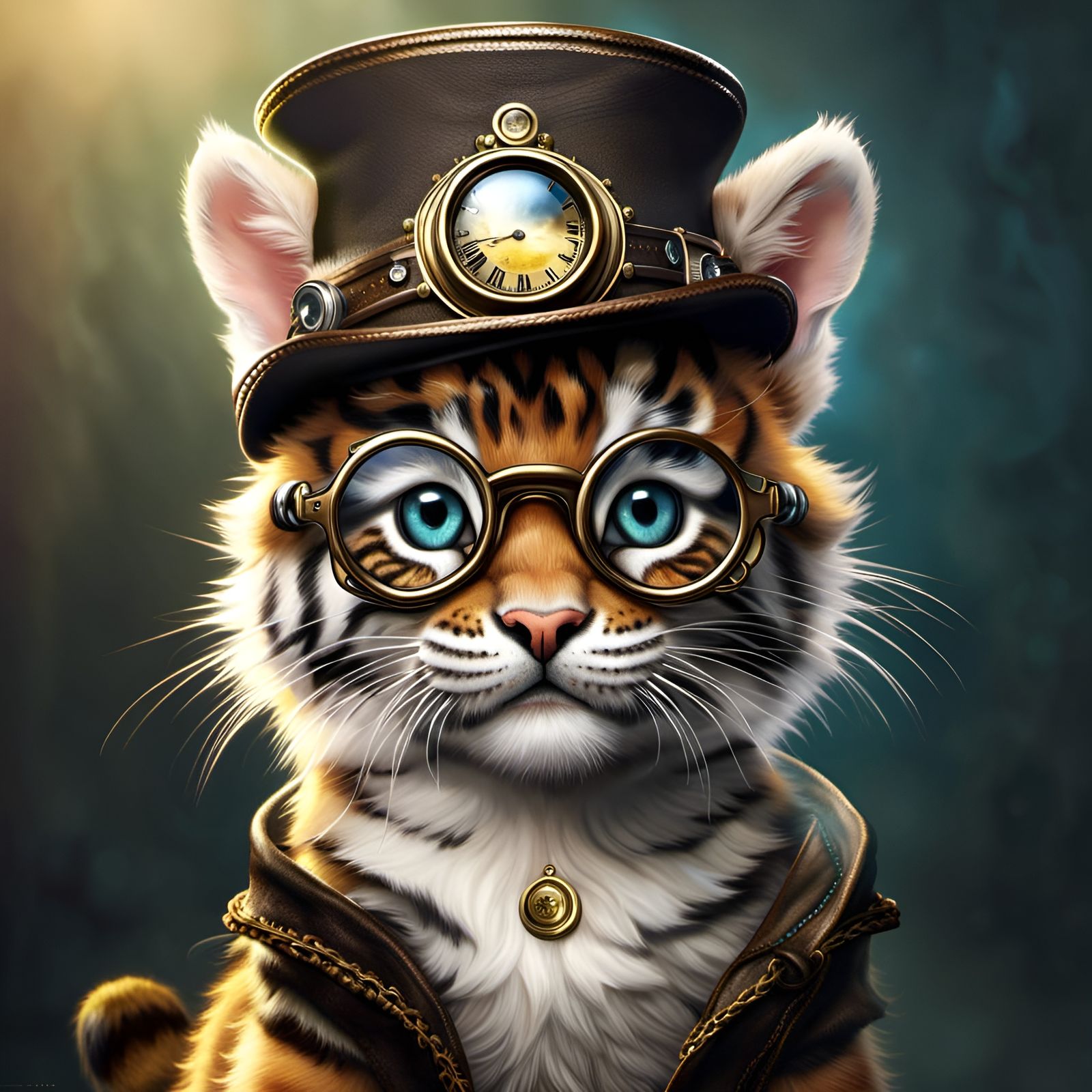 Steampunk Tiger Kitten in Navigator Glasses