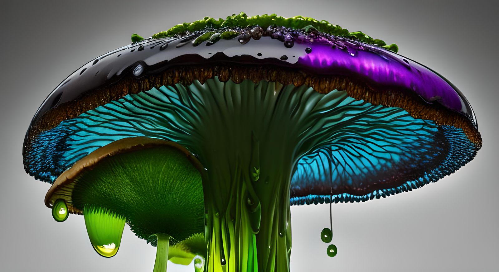 Gorgeous Green and Grape Jelly Mushroom in HDR