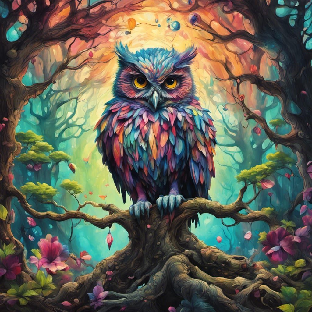 Tree of Life Graffiti Art With Owl
