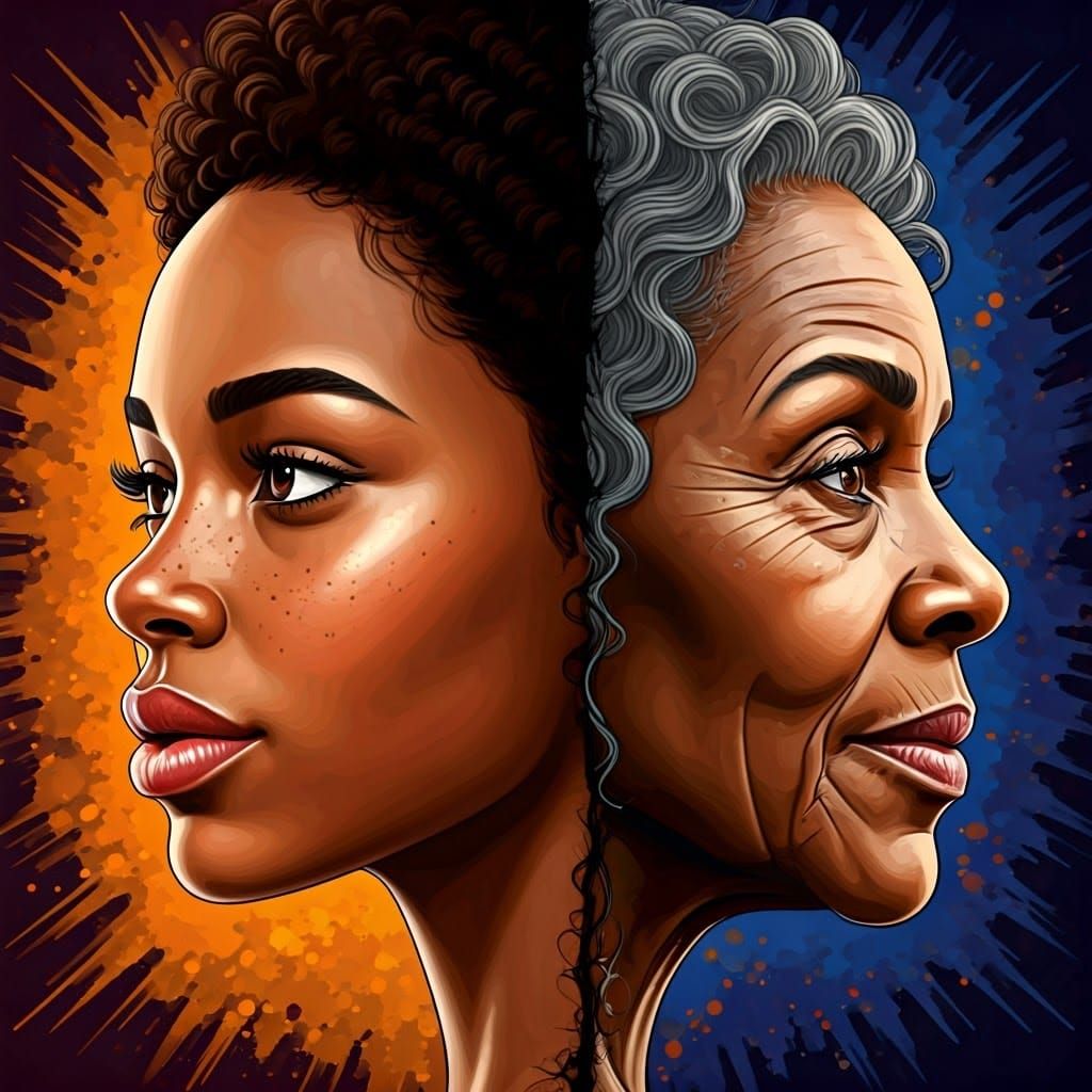 Harmonious Dual Portrait of Black Women in Hyperrealism