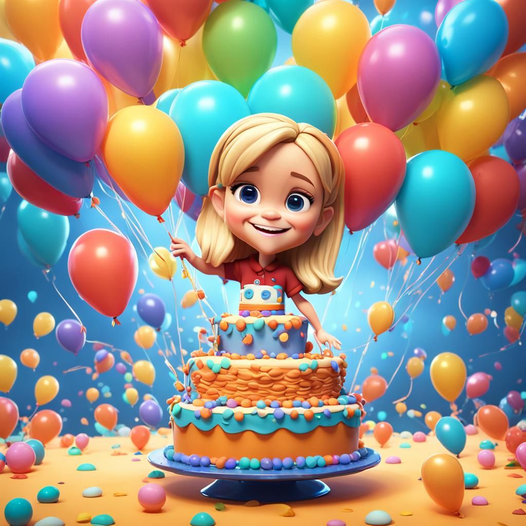 Smiling Reese Witherspoon Chibi in 3D Digital Art