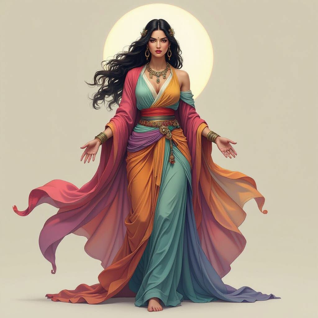 Mythological Figure in 80s Airbrushed Style