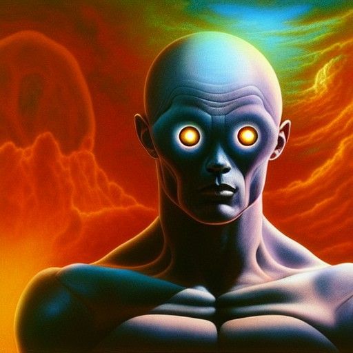 Celestial Muscular Figure: Hyperdetailed Digital Art