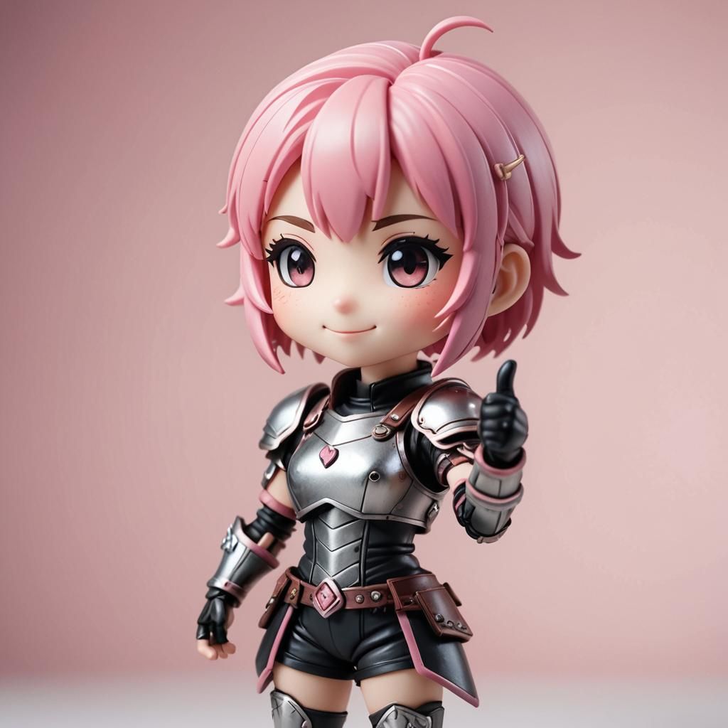 Cheerful Chibi Anime Girl Figurine in Pastel Colors