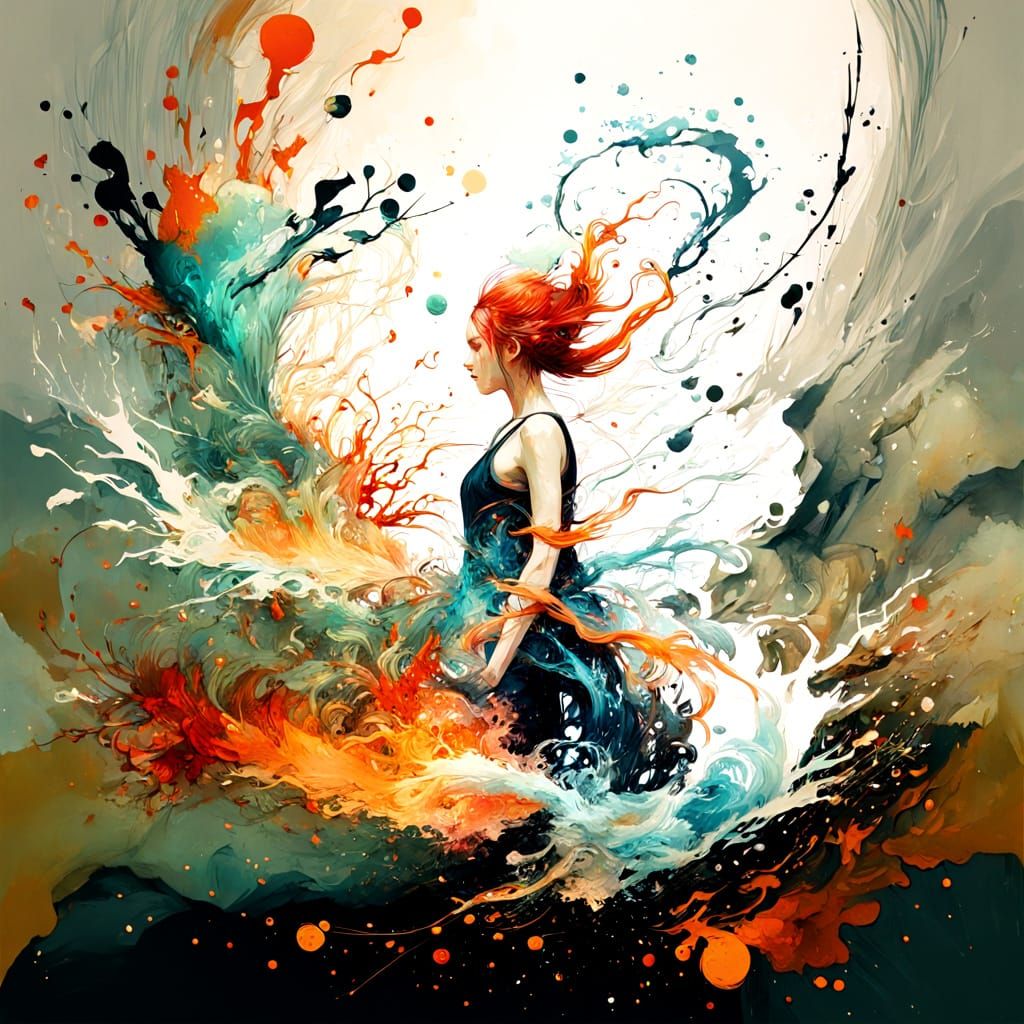 Fluid Ink and Oil Illustration in Hyperrealistic Style