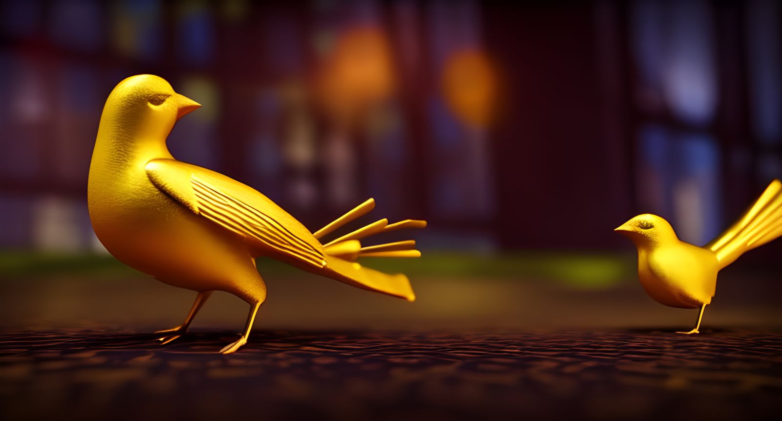 Golden Bird in Motion: Photorealistic Impasto Rendering