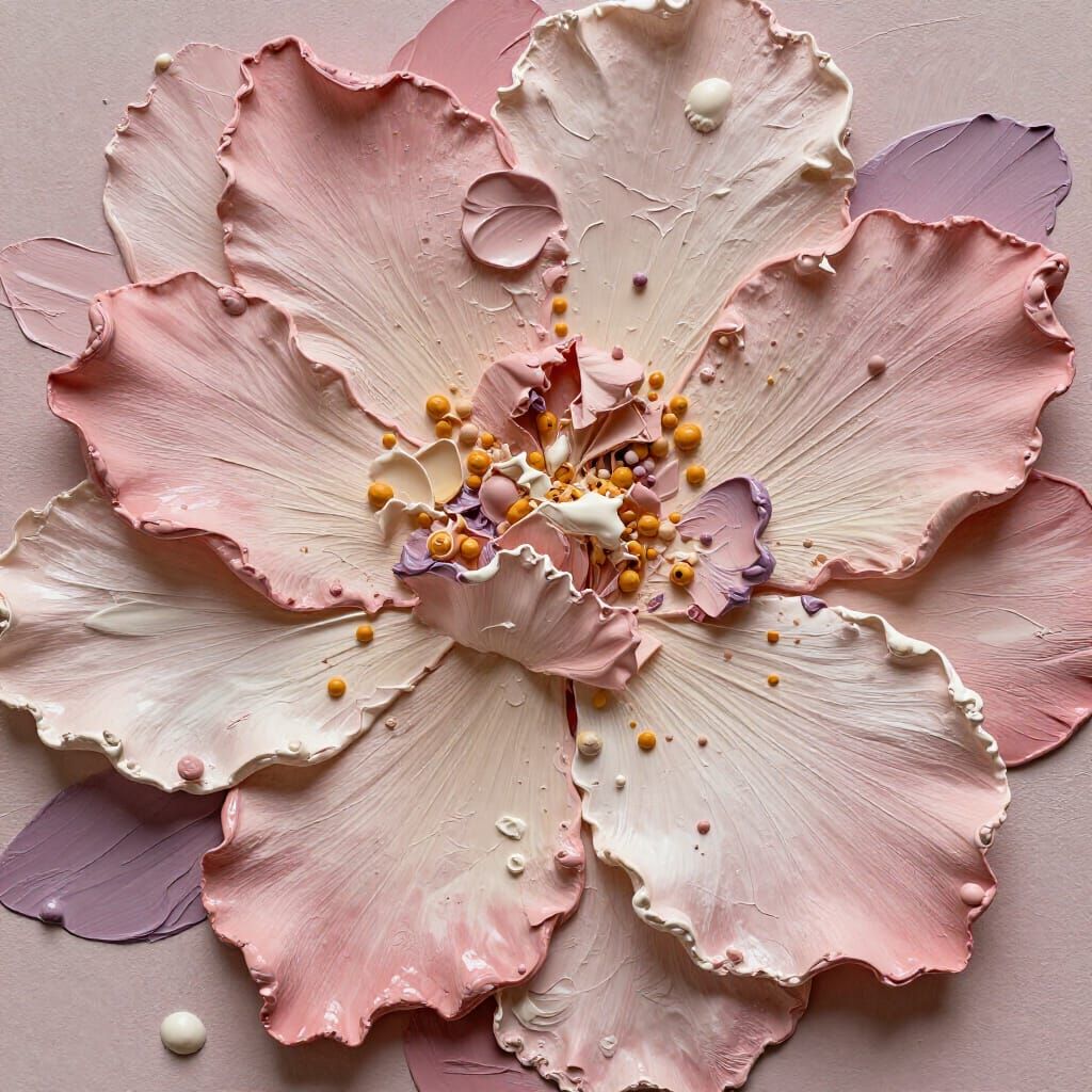 Impasto Petal Elegance and Tactile Chaos