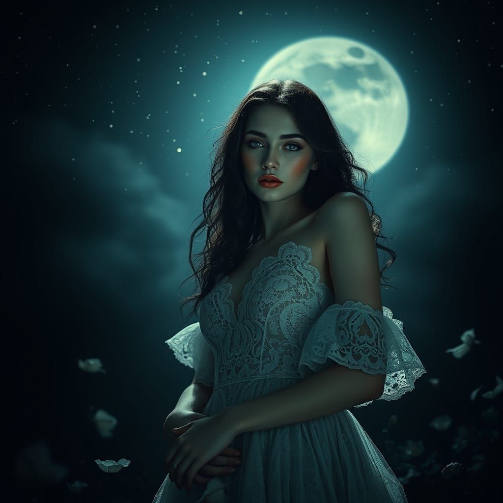 Lace-Covered Siren in Midnight Splendor