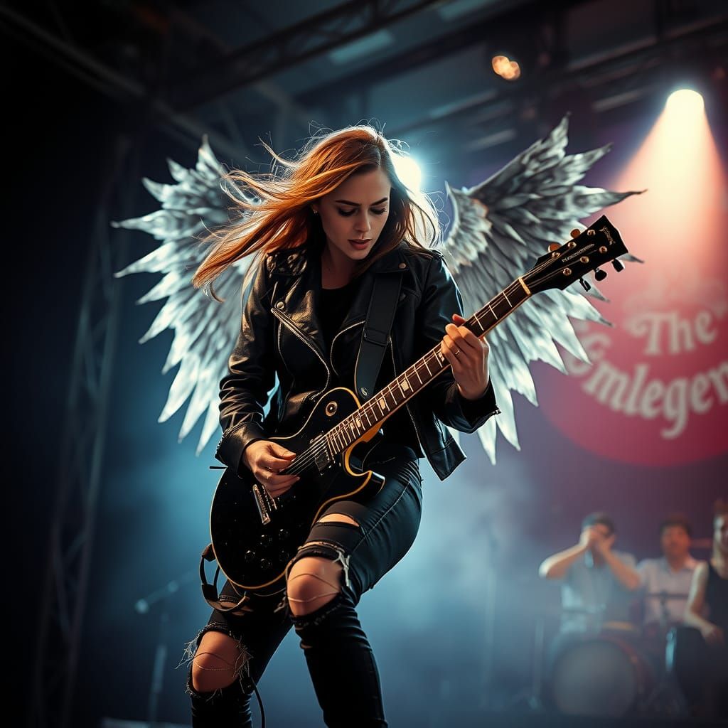 Gritty 80s Metal Goddess Shreds on Guitar in Dark Concert Ve...