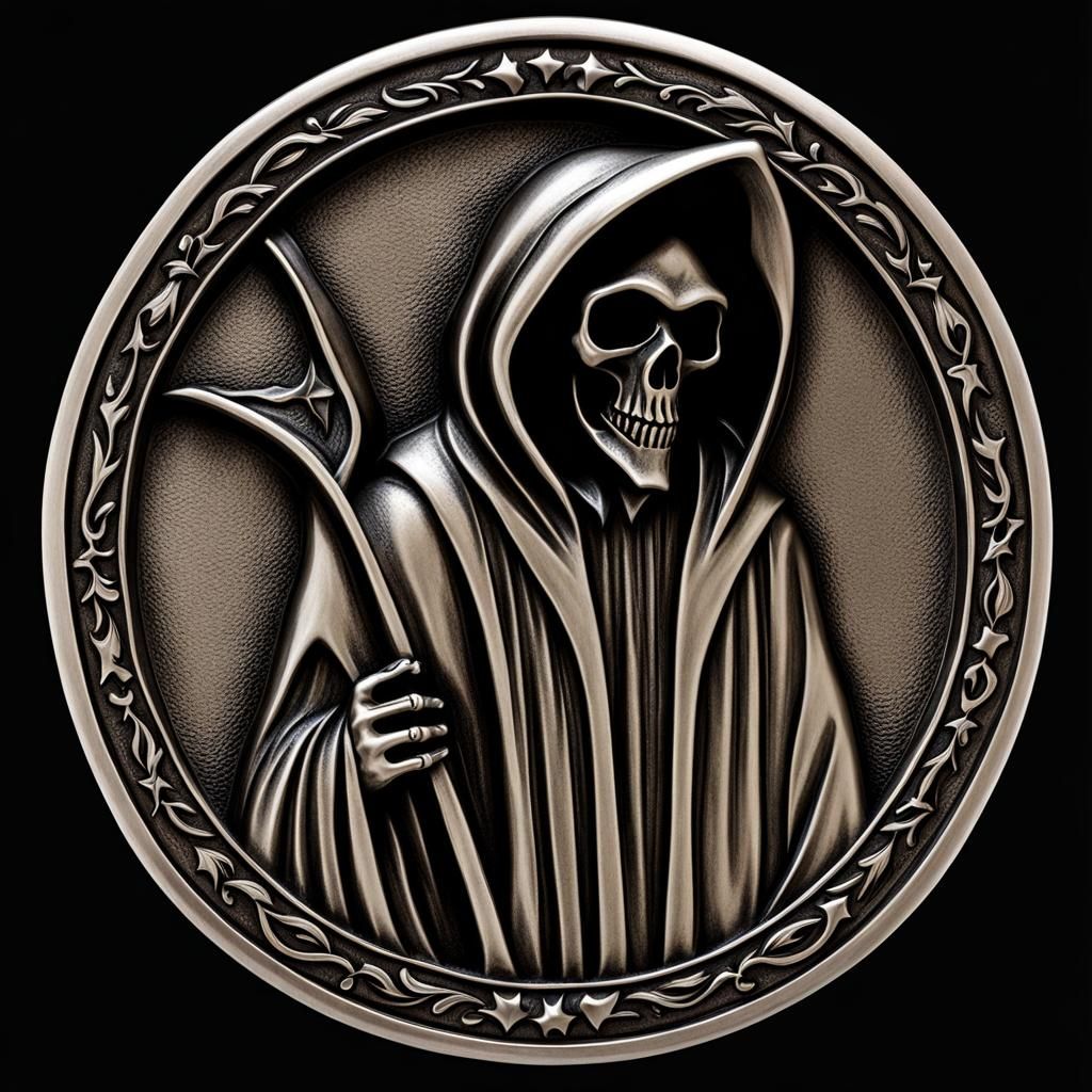 Pewter Bas Relief of Grim Reaper