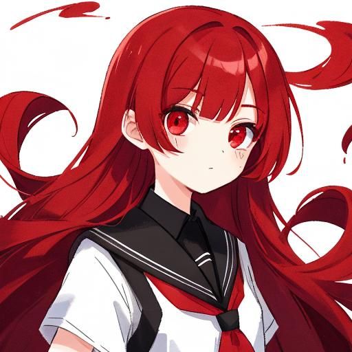 Beautiful Girl with Red Hair in School Uniform