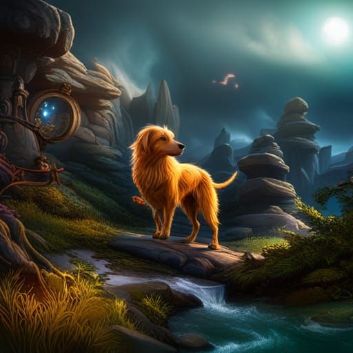 Dog Covered in Honey: Fantasy Concept Art