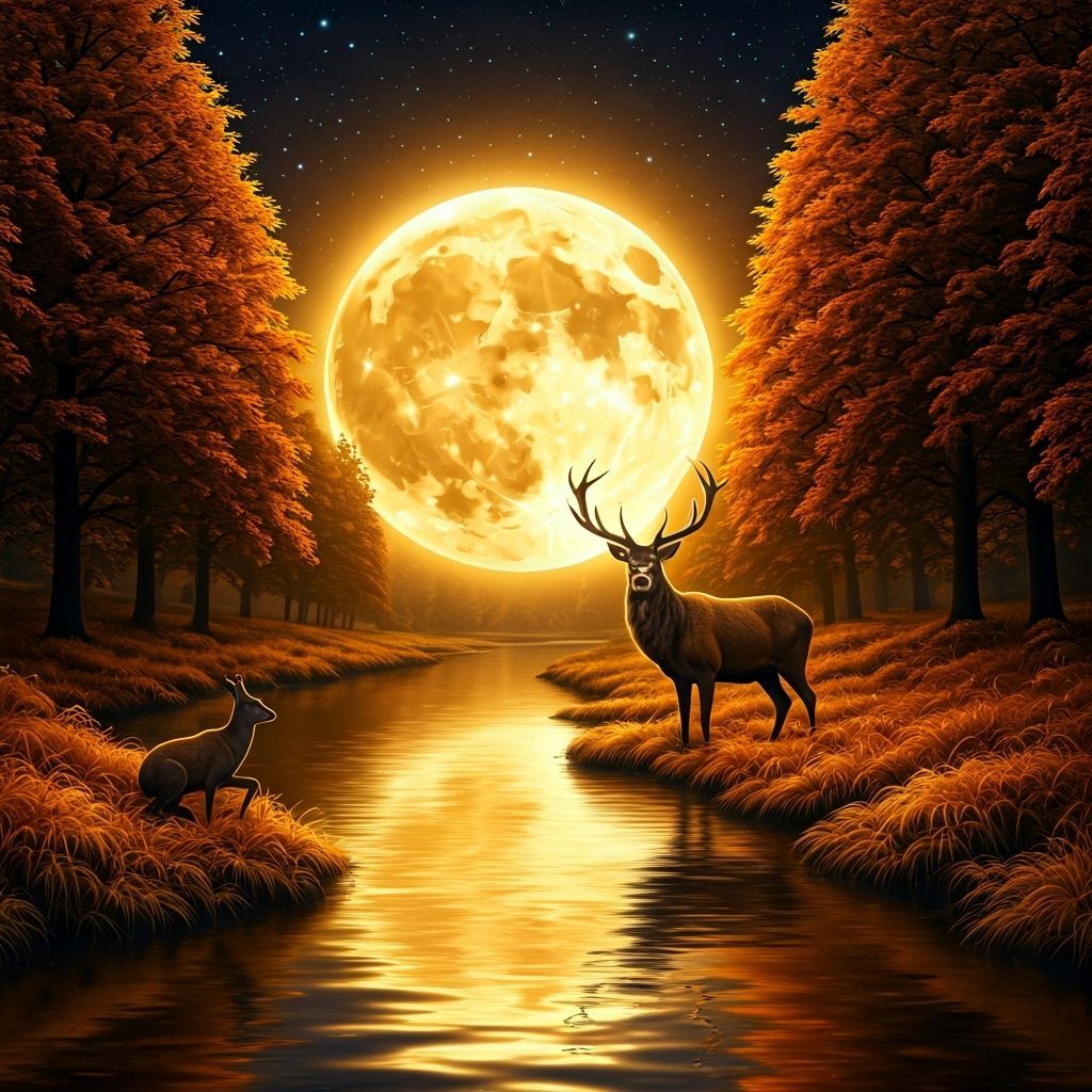 Magical Moonlit Landscape with Golden River