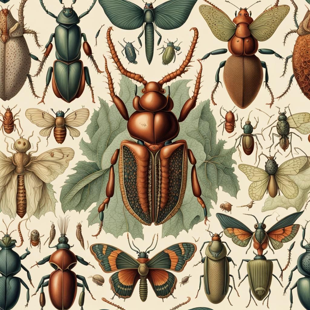 Vibrant Insect Illustrations in Haeckel Style