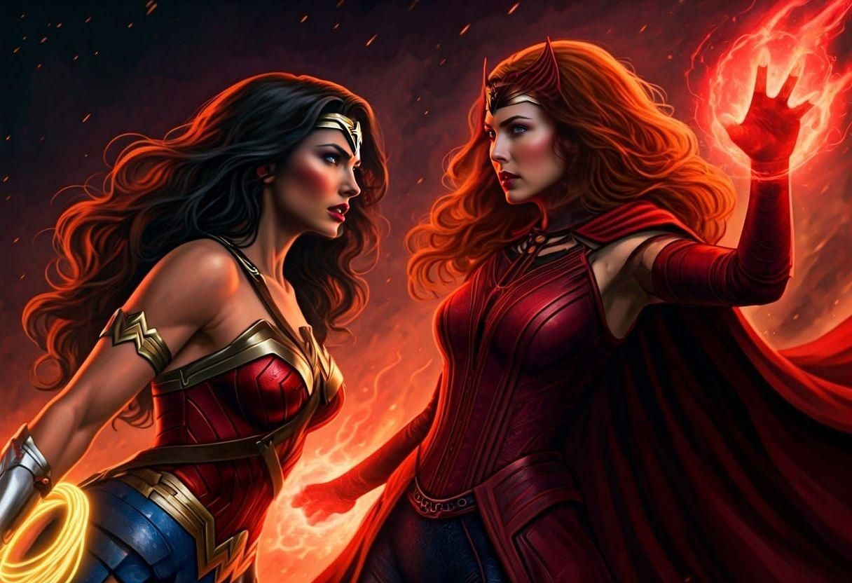 Wonder Woman vs Scarlet Witch, Detailed Illustration