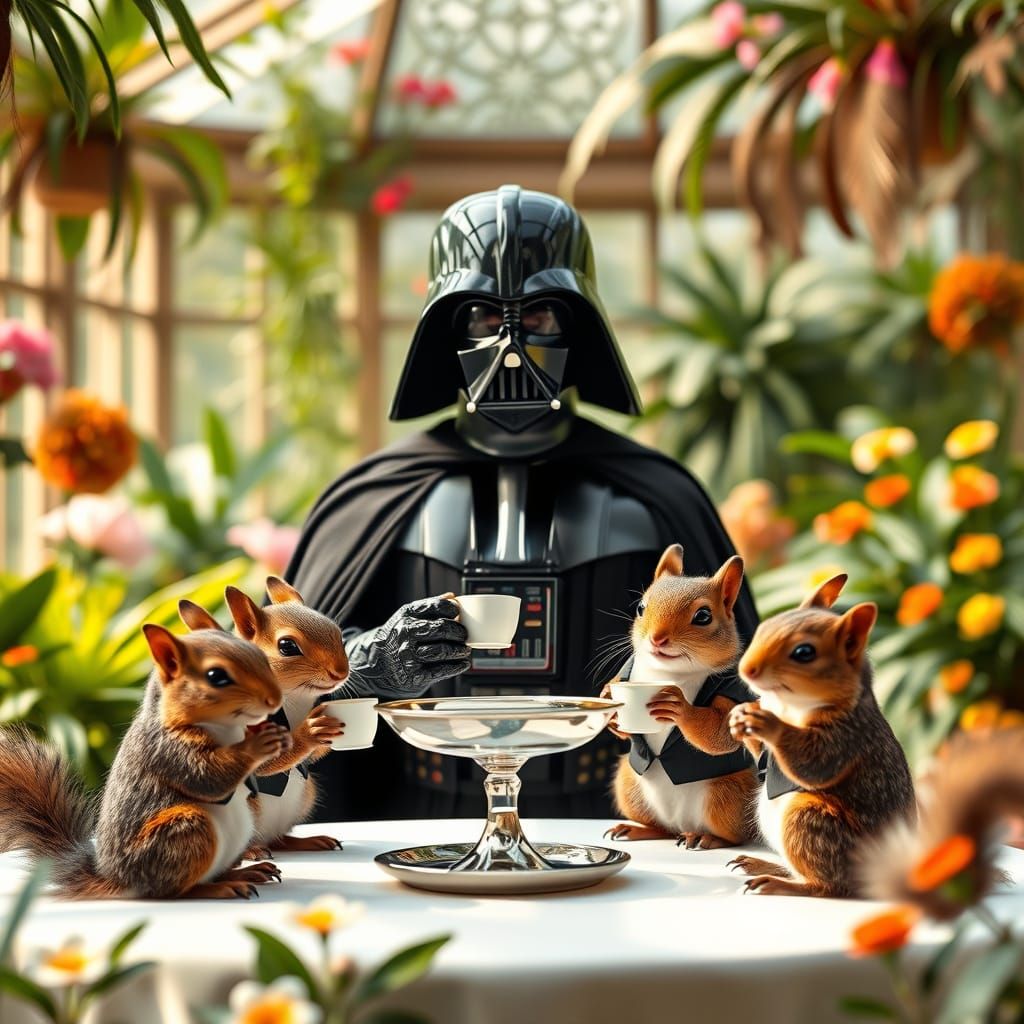 Darth Vader Hosts Squirrel Tea Party