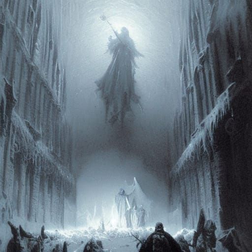 Gothic Frost Mage Casting Ice Spells