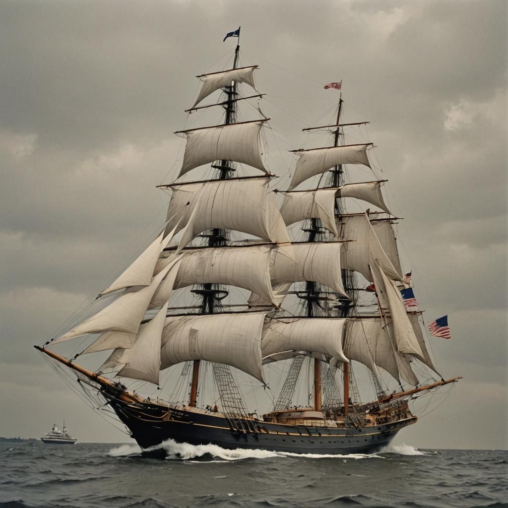 Sailing Ship Enterprise on the Open Sea