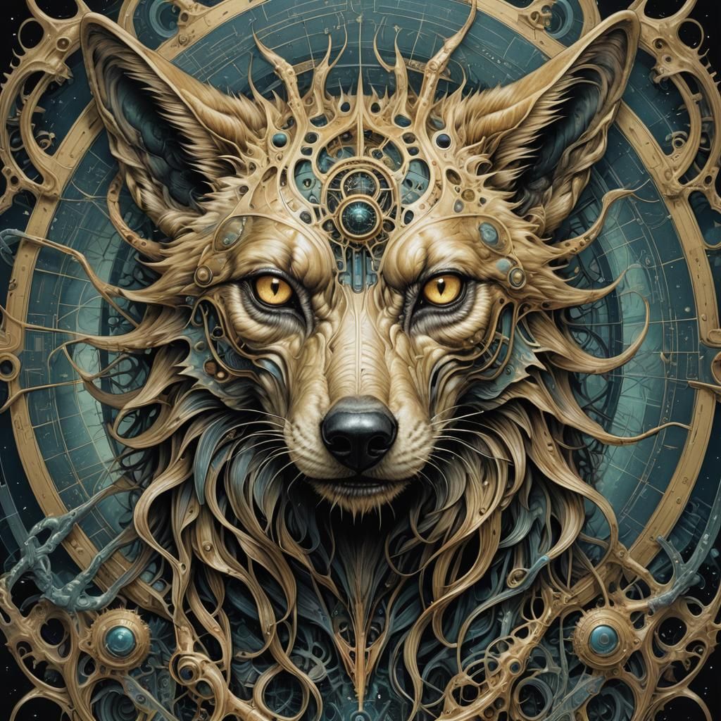 Biopunk Alien Wolf with Anatomical Details