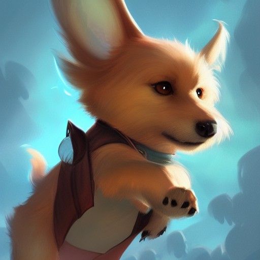 Magical Flying Dog Fantasy Art in Disney Style