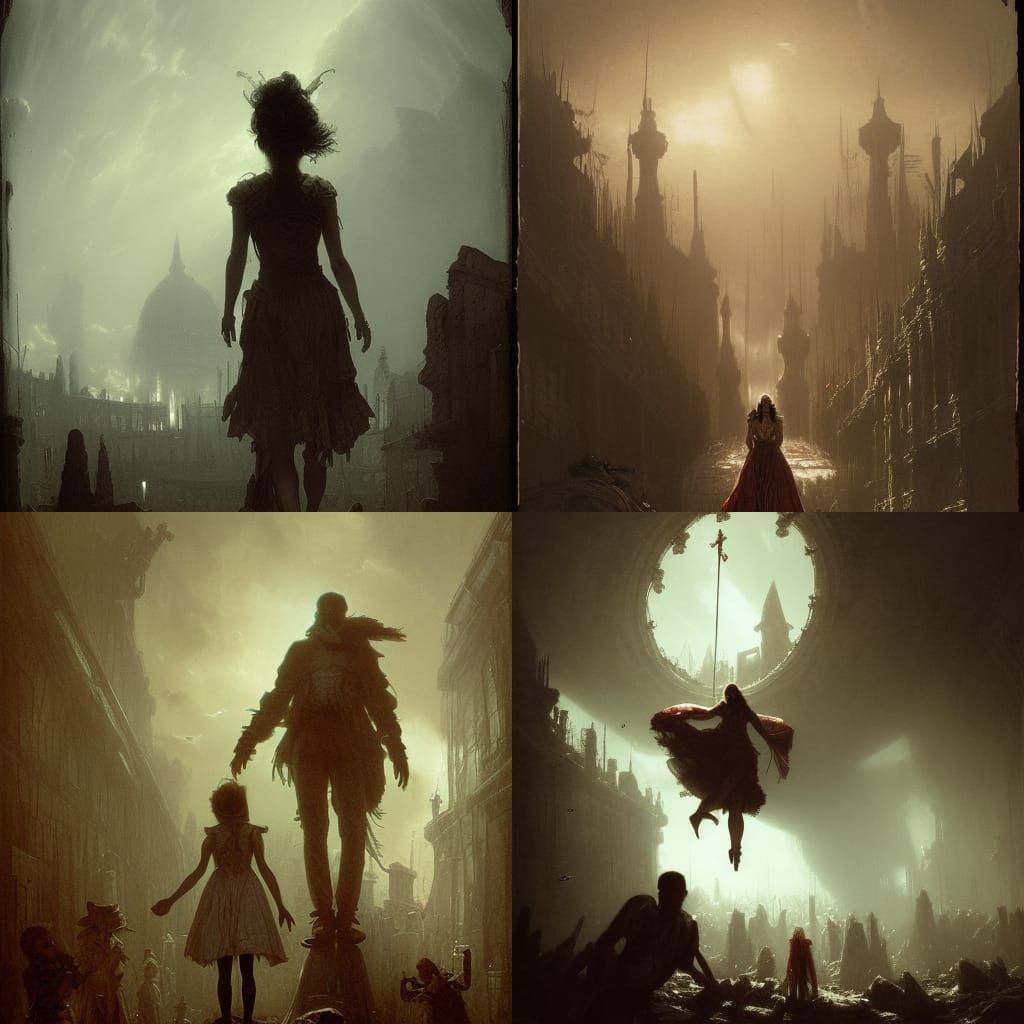 Horrific Game of Human Elevator, Dark Gothic Art