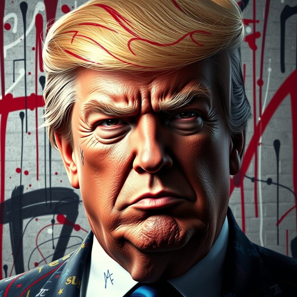 Bold Donald Trump Portrait in Cyberpunk Style