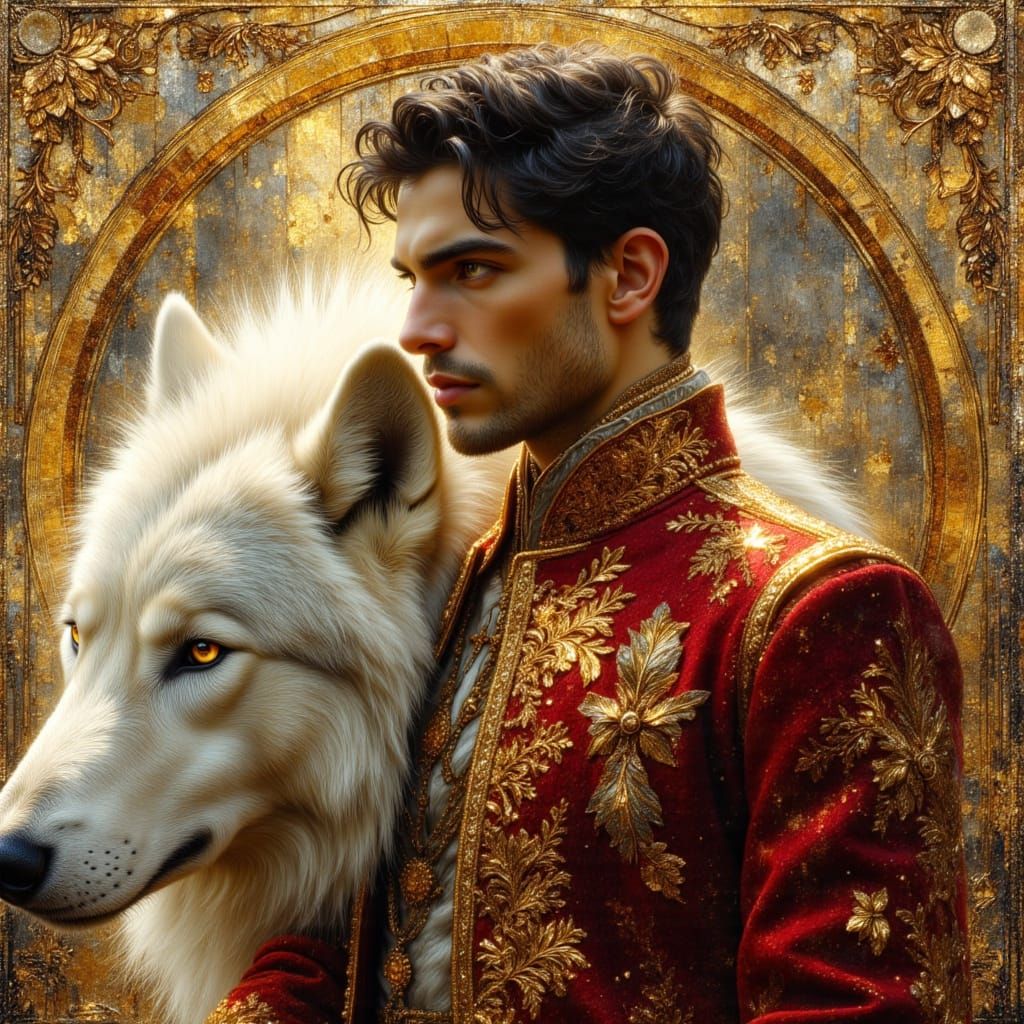 Sir Edward and O'joh his wolf.