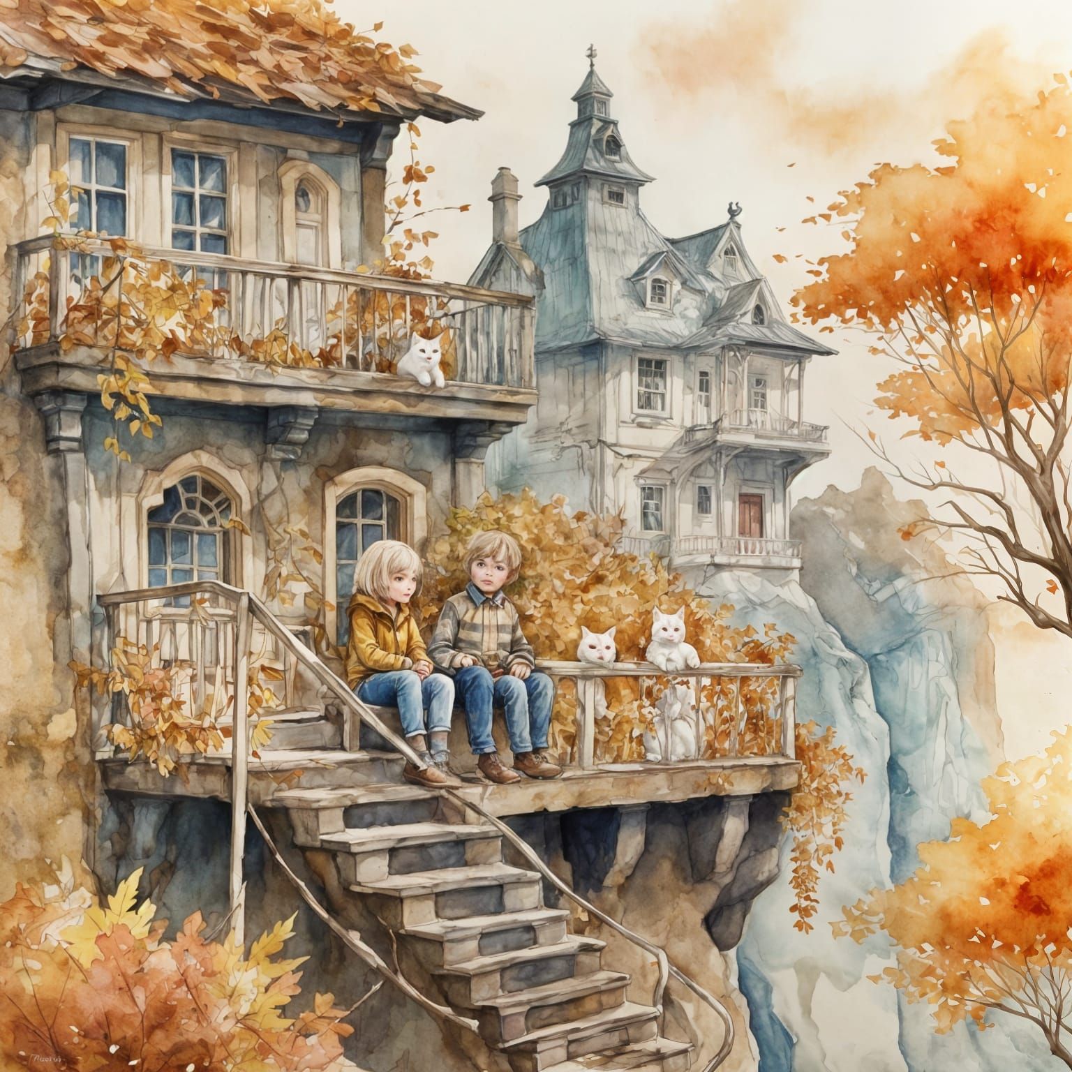 Charming Vintage House on Cliff at Autumn Festival