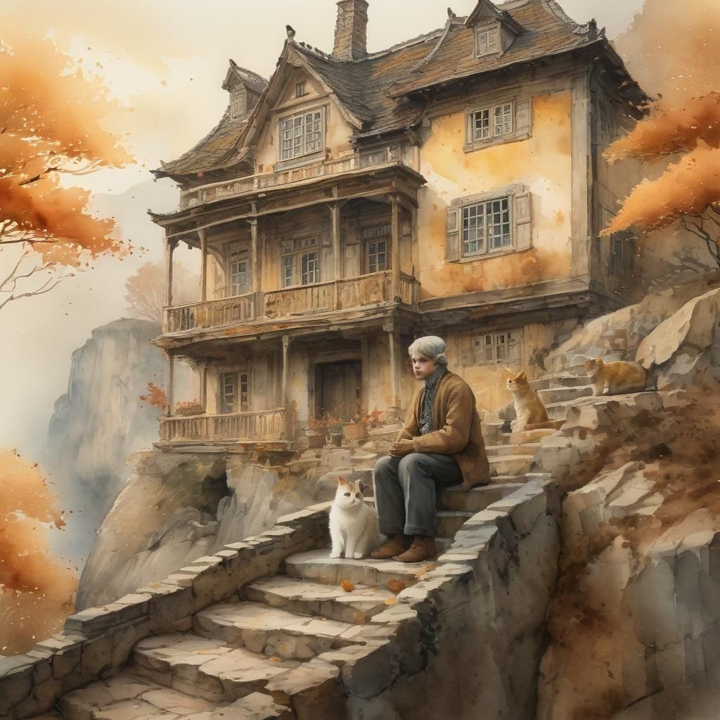 Charming Vintage House on Cliff at Autumn Festival
