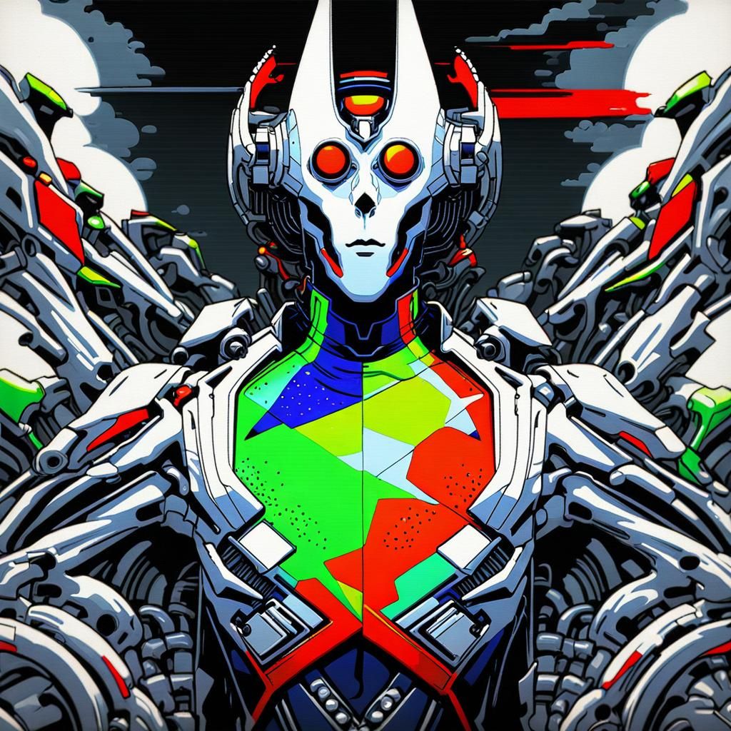 Anime Portrait of Kitsune Woman in Latex Spacesuit