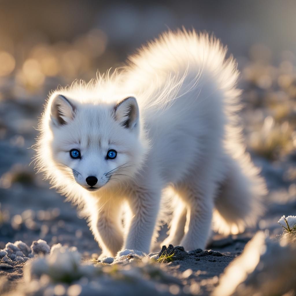 Arctic Fox Cub in Divine Sunshine