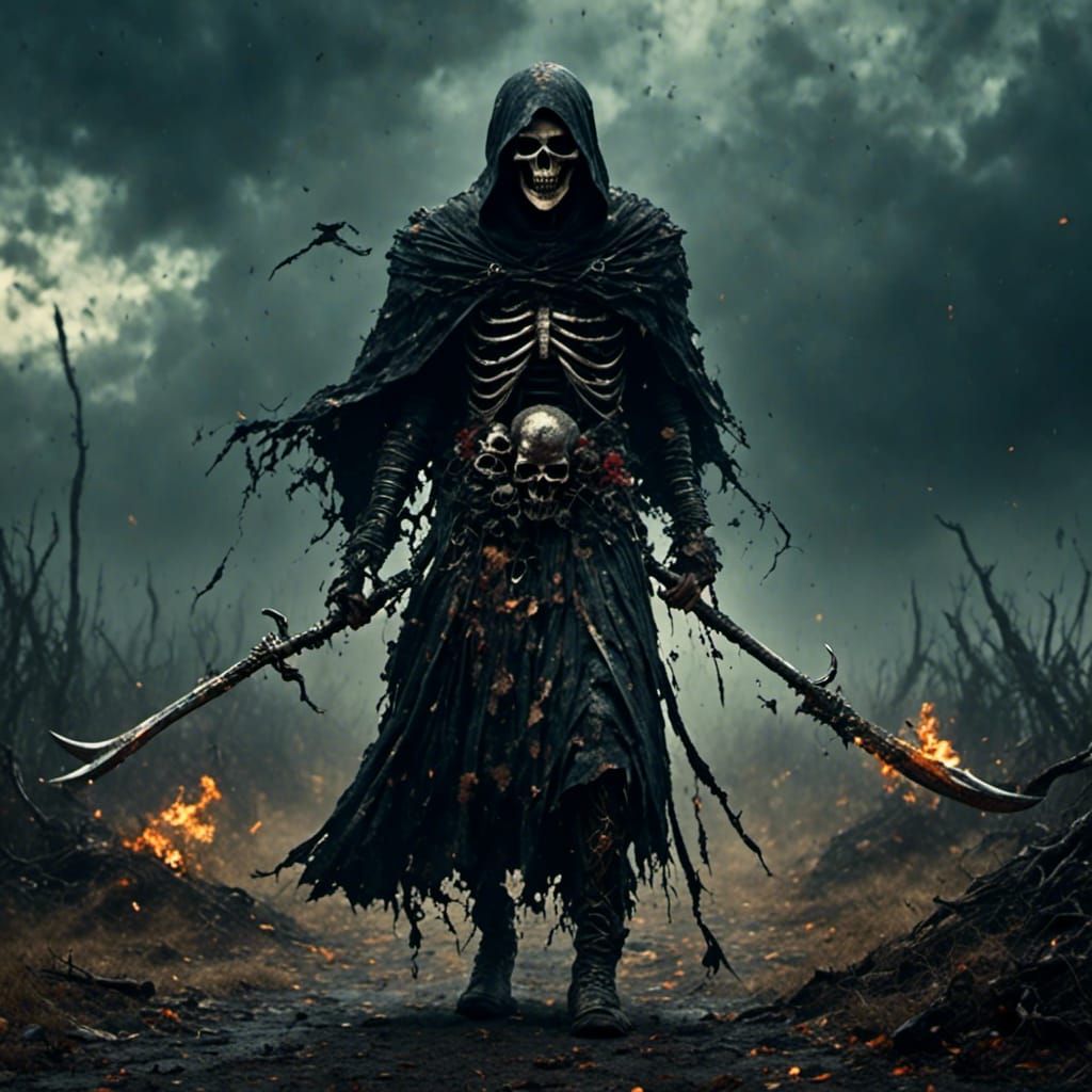 Grim Reaper Dons a Kilt in AI Image