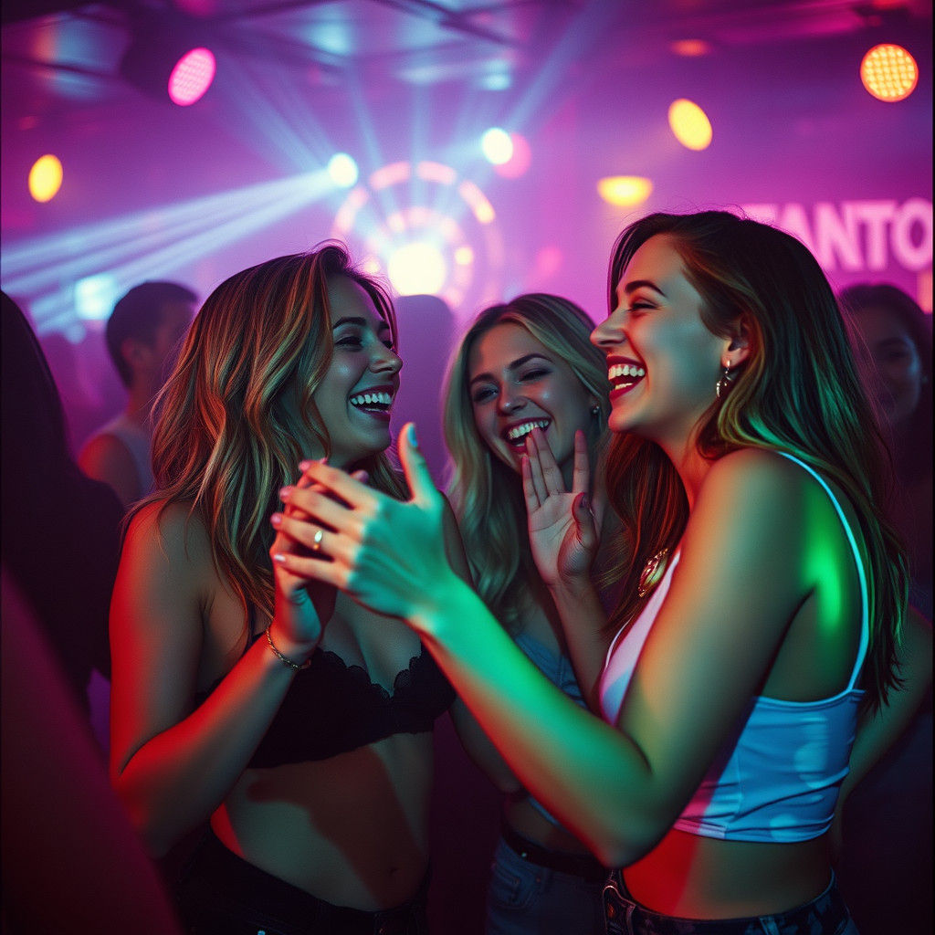 Nightclub Scene of Women Dancing in Cinematic Style