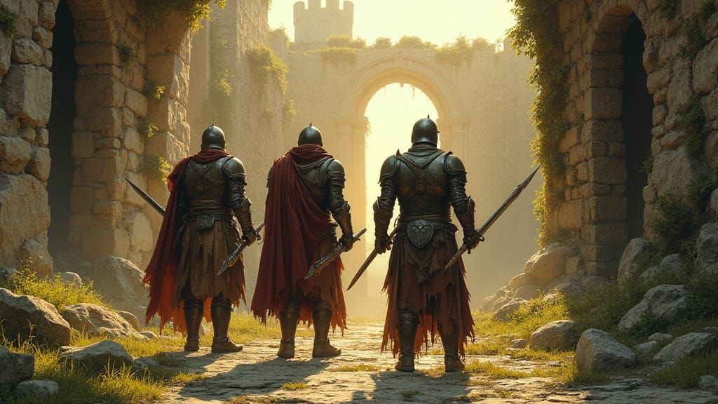 Medieval Warriors Stand Resolute in Ruins of a Forgotten Cas...