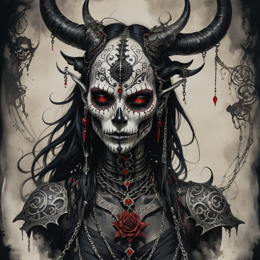 Mystical Skeletal Fantasy Character with Glowing Eyes