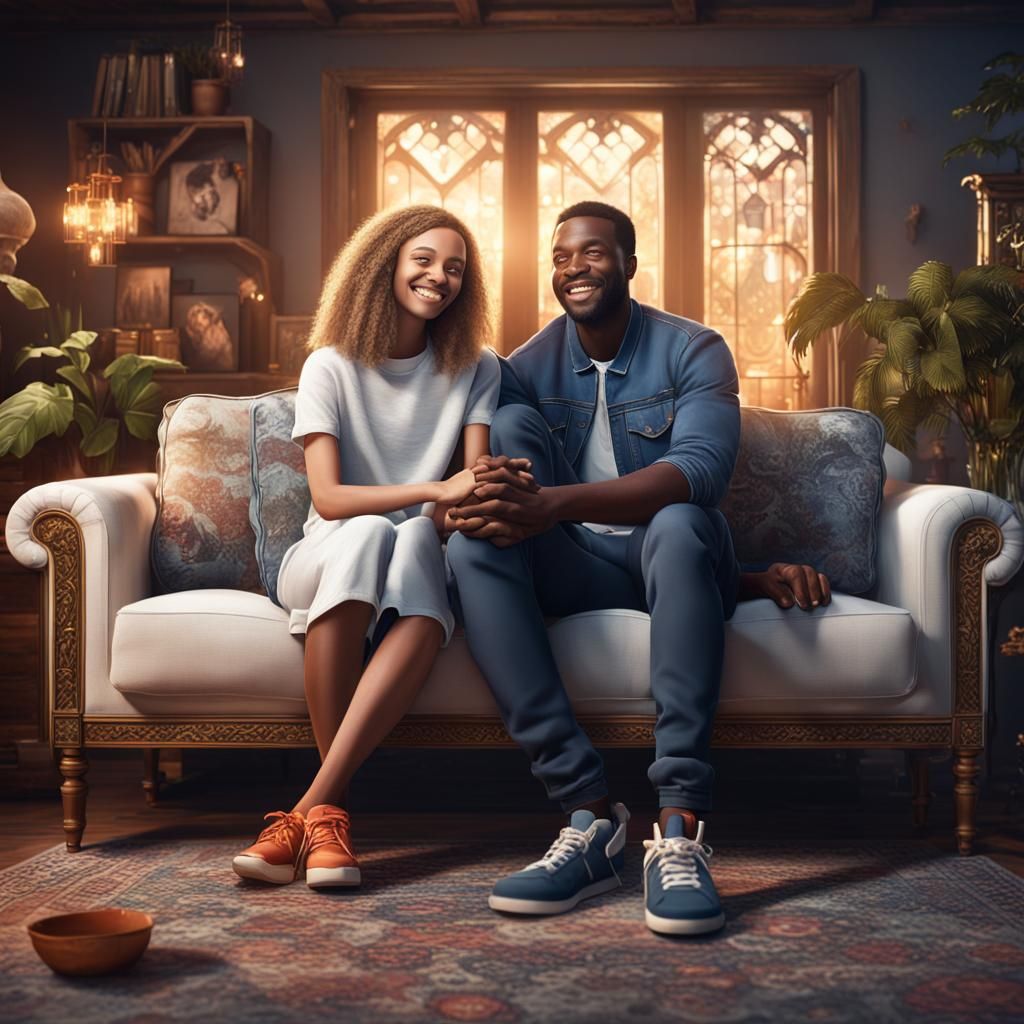 Happy Family Portrait in Detailed Matte Painting