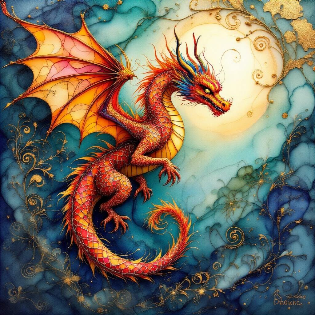 Vigorously stylized, highly detailed, luminous mesmerizing a...