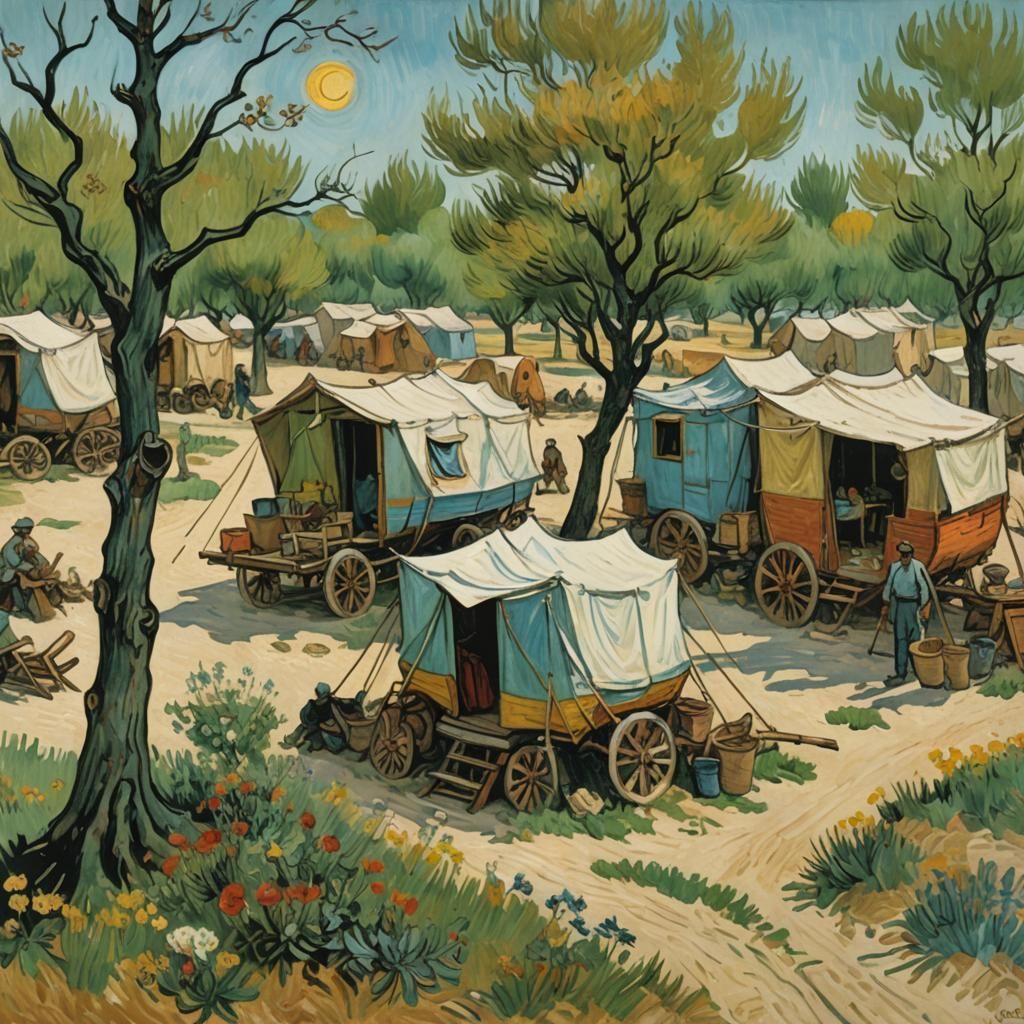 The Caravans - Gypsy Camp near Arles, 1888