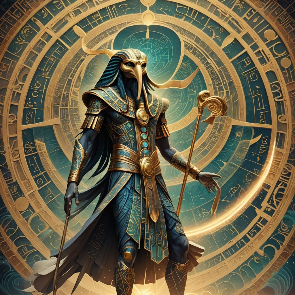 Thoth in Mystical Realm: Surreal Digital Art