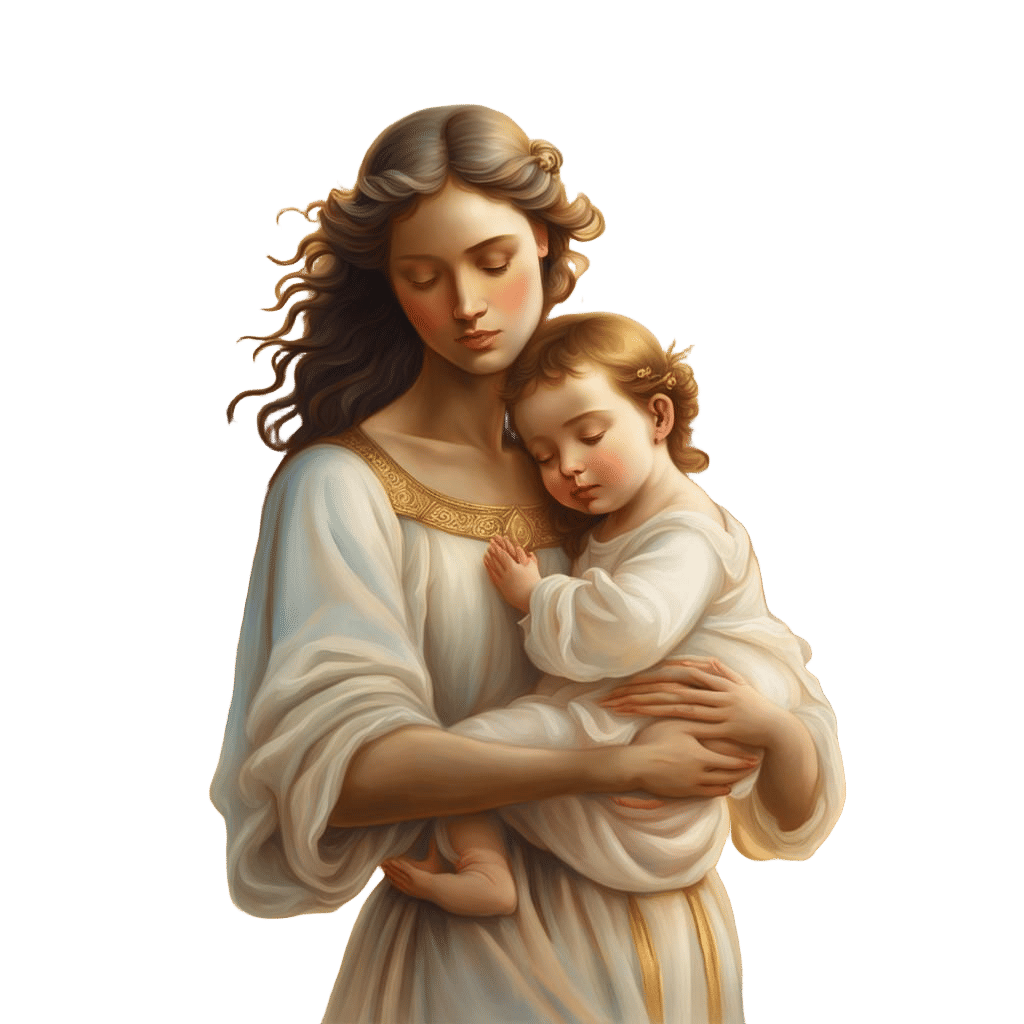 Angel and Baby in Gentle Light