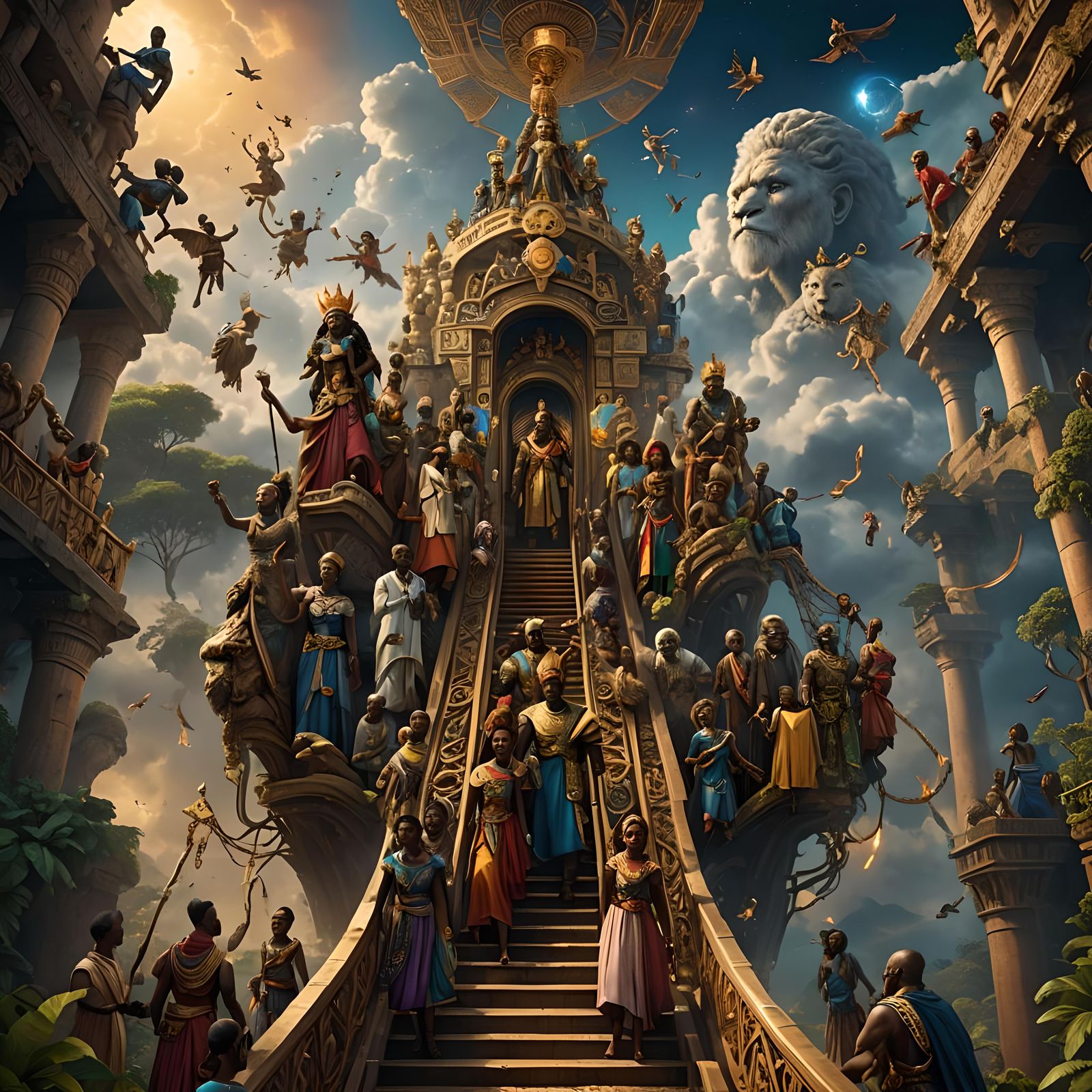 African Royalty Ascending to Heaven: Fantasy Concept Art