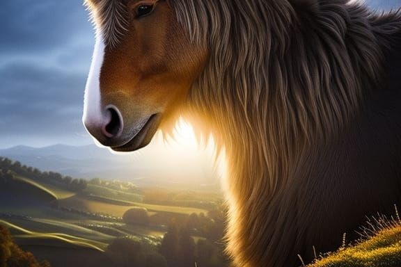 Majestic Ardennes Horse in Golden Hour Light