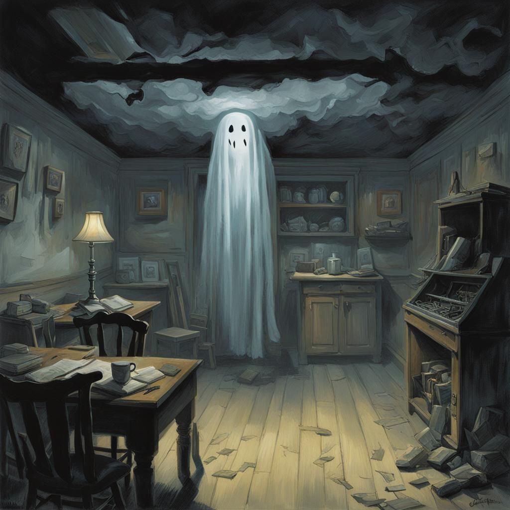 Sinister Ghost on the Ceiling, Dark Fantasy Art