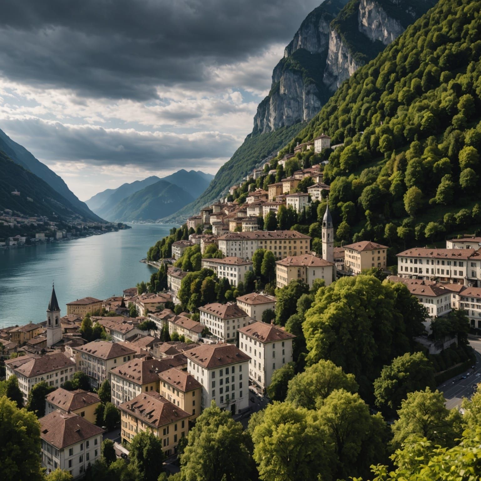 Hyperrealistic View of Lugano in High Definition